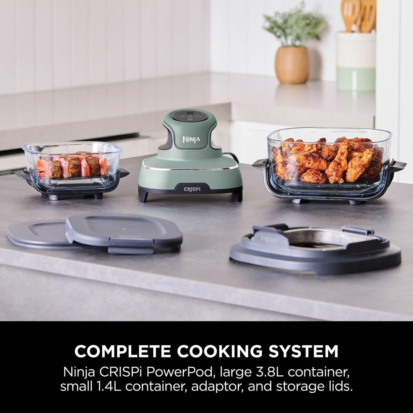 Portable 4-in-1 Air Fryer Oven 3.8L Compact Multi-Cooker with Glass Containers