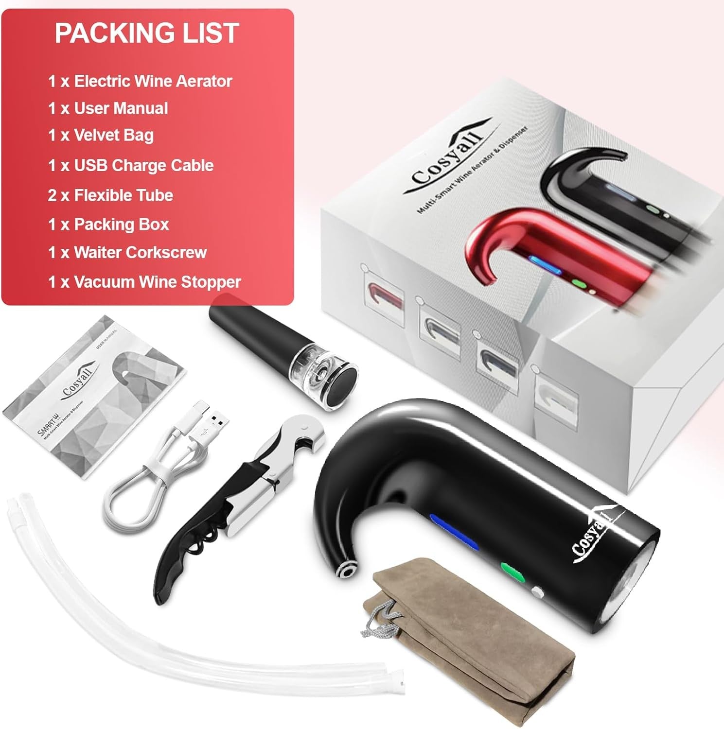 Electric Wine Aerator Dispenser Automatic Pourer Rechargeable Gift Party Bar