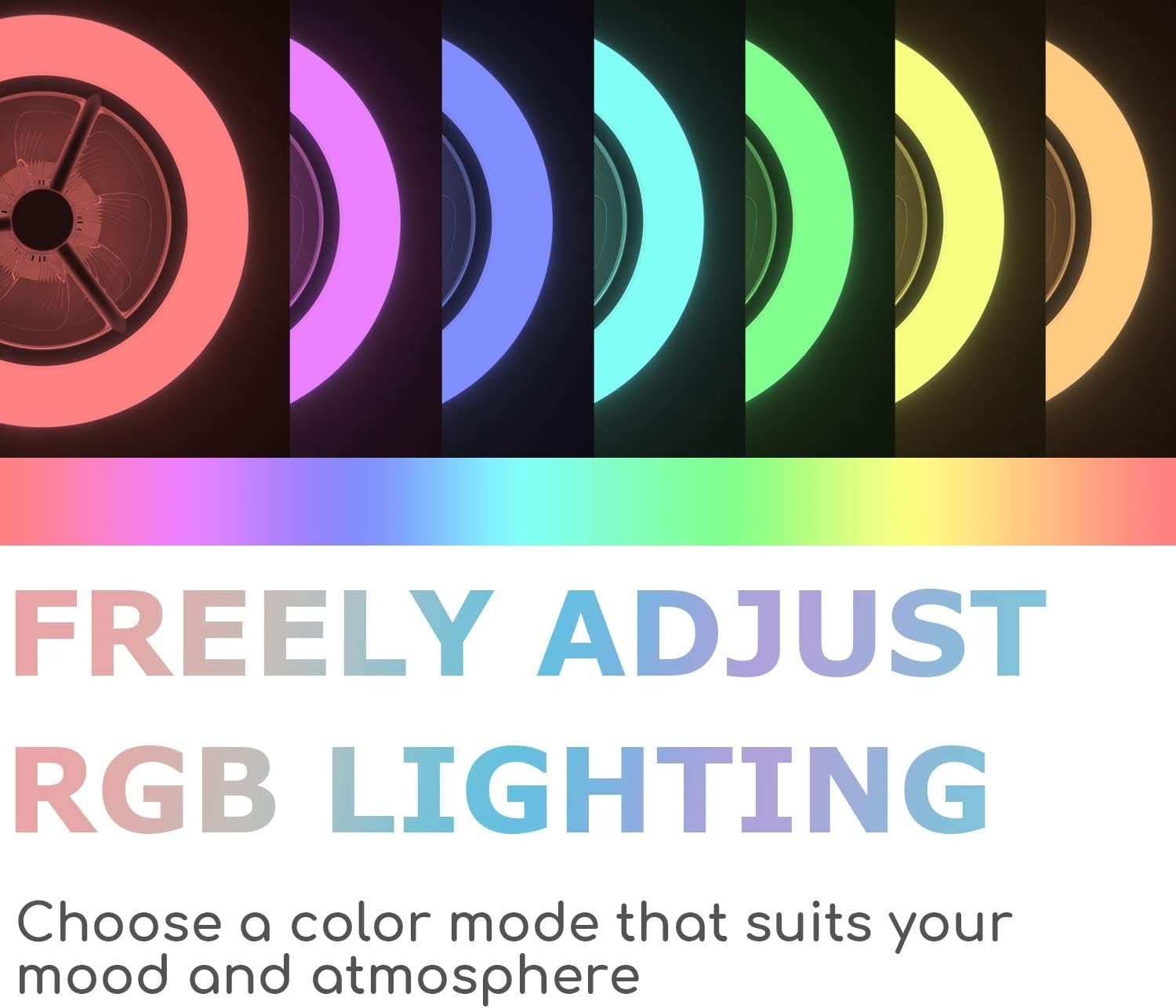 55CM Smart LED Ceiling Fan Light, Adjustable Speed, RGB Dimming 3000-5500K