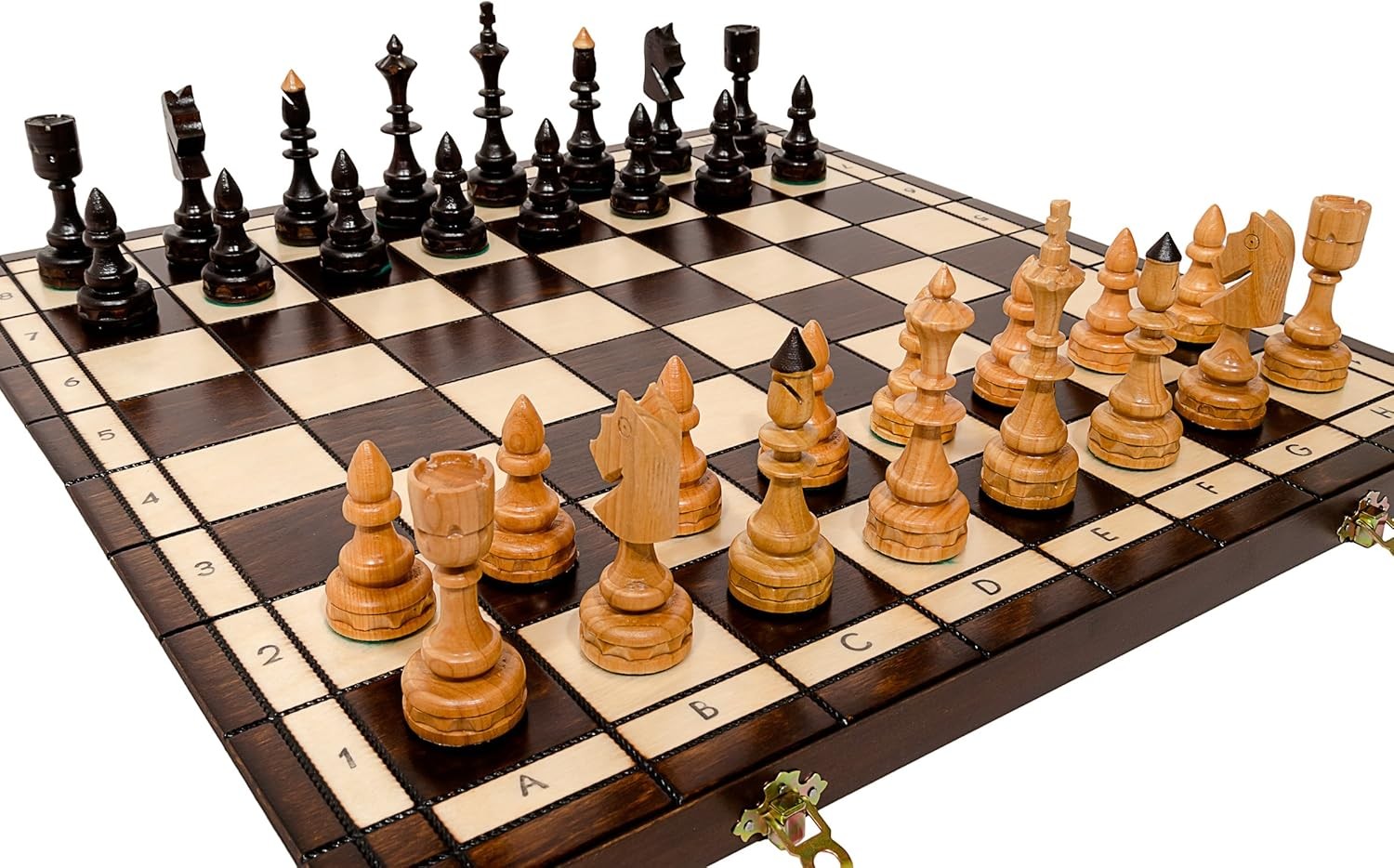 48cm Luxury Wooden Chess Set – Handcrafted Burned Board & Clear Readable Pieces