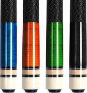 58in Pool Cue Set 4 Sticks 13mm Tip Canadian Maple 18–21oz Linen Grip