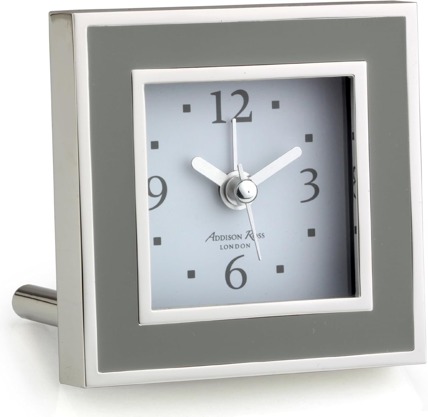 Silent Sweep Square Bedside Alarm Clock Luxury Compact Taupe Enamel