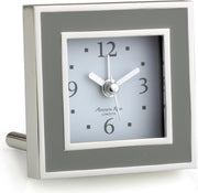 Silent Sweep Square Bedside Alarm Clock Luxury Compact Taupe Enamel