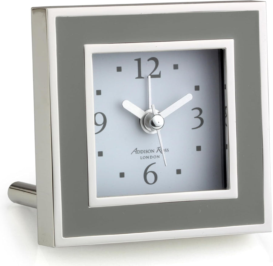 Silent Sweep Square Bedside Alarm Clock Luxury Compact Taupe Enamel