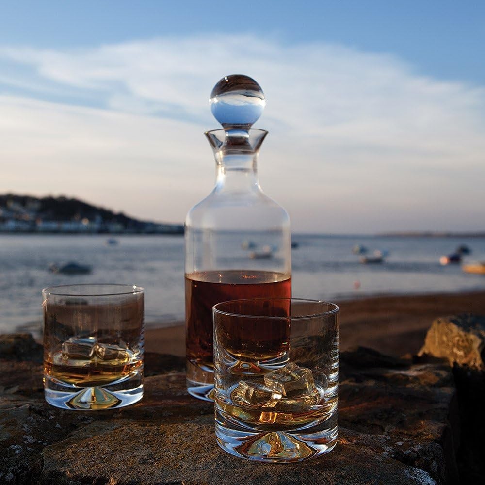 Luxury Crystal Whisky Decanter 750ml Elegant Dimple Cut Glass Bar Bottle