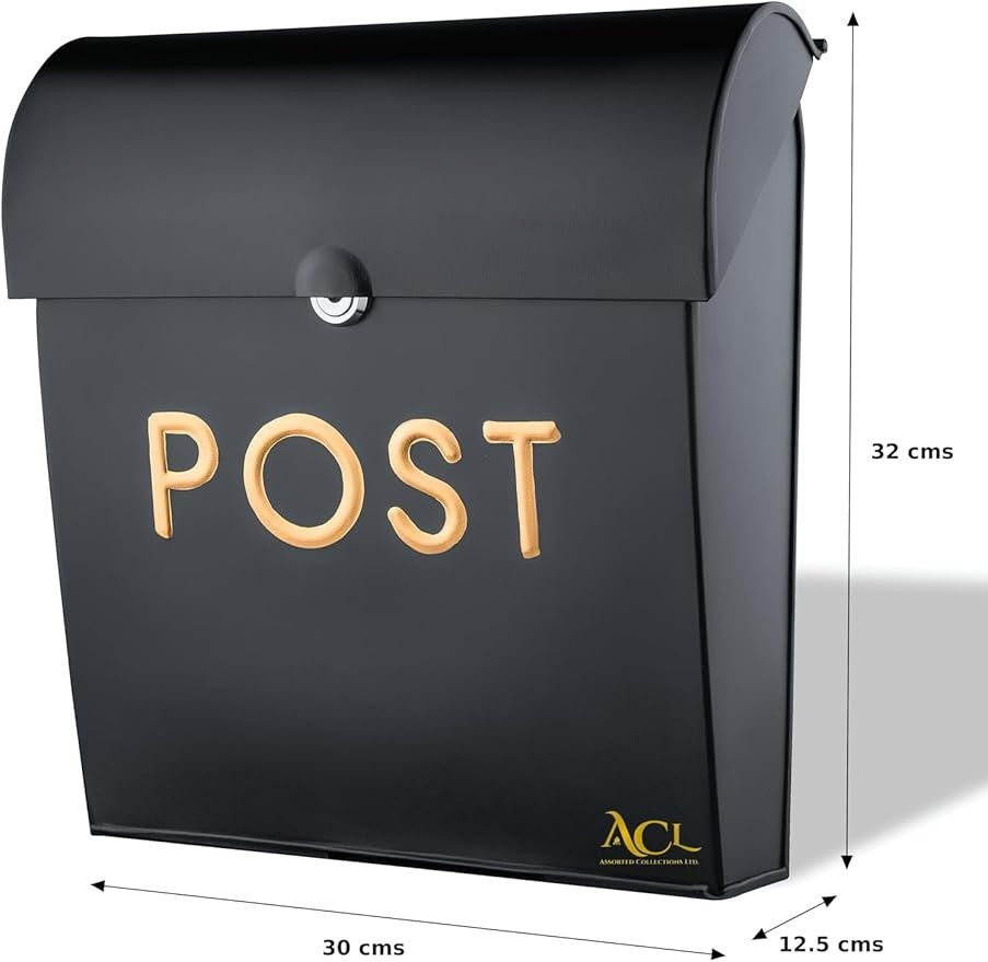 Lockable Wall Mounted Mailbox Black – Weatherproof, Secure, Easy Install, Modern