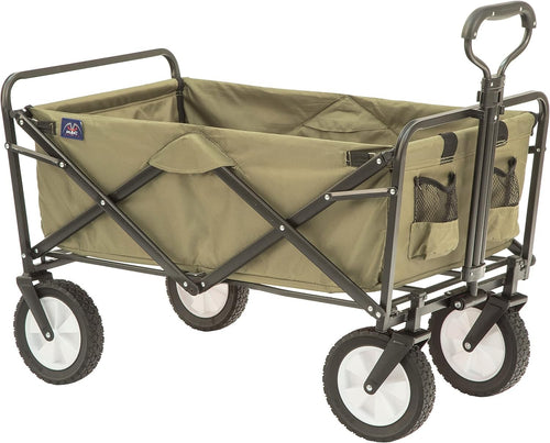 Folding Wagon Cart 150lb Load Heavy Duty Large Capacity Compact Green