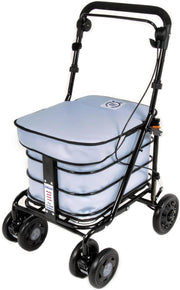 Folding Mobility Shopper Trolley Seat Handbrake 6 Wheels Sky Blue