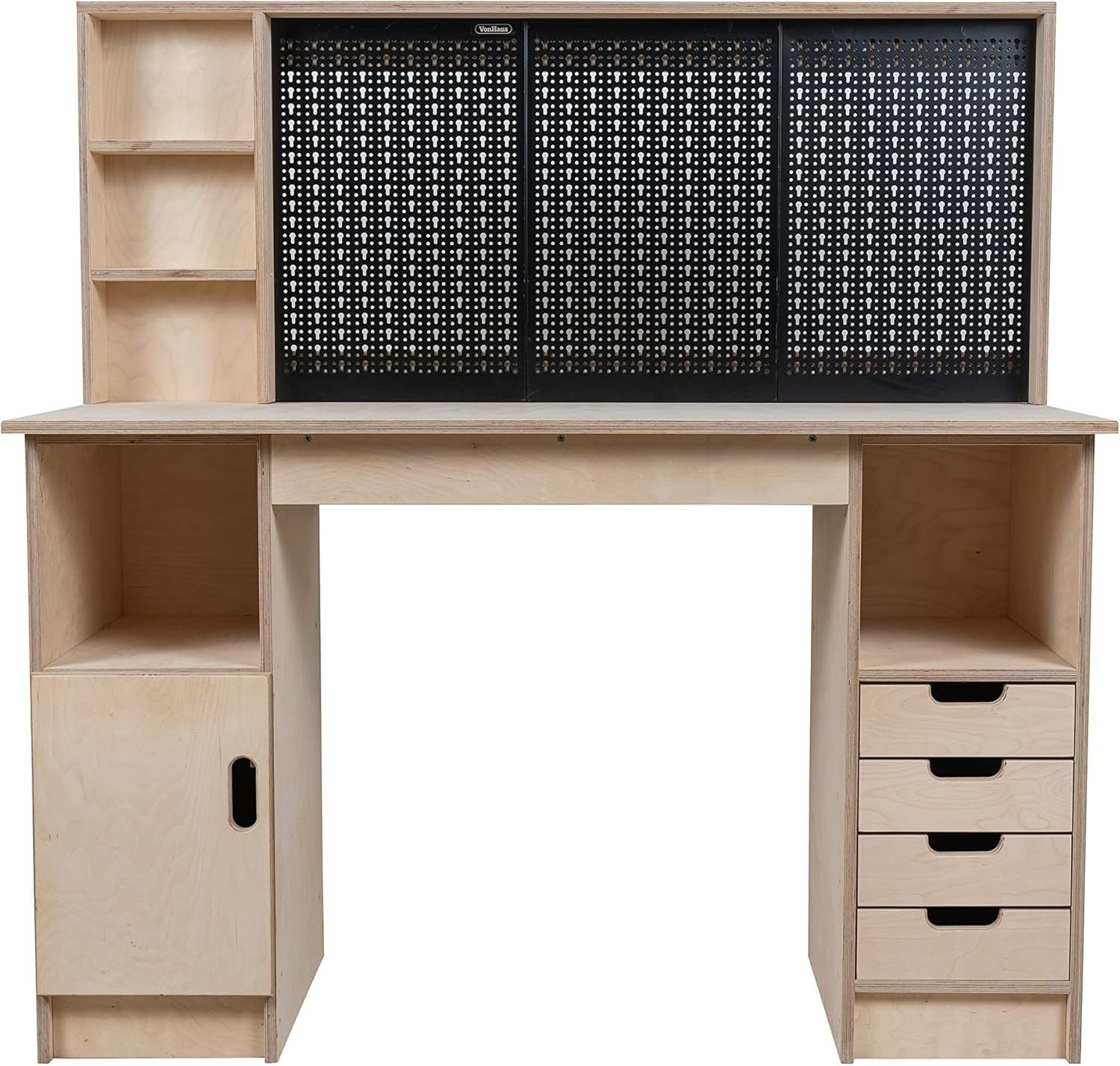 Olympus 3.5 Wooden Workbench with Storage Cabinet & HD Pegboard – Heavy Duty 5ft