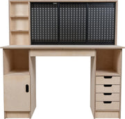 Olympus 3.5 Wooden Workbench with Storage Cabinet & HD Pegboard – Heavy Duty 5ft