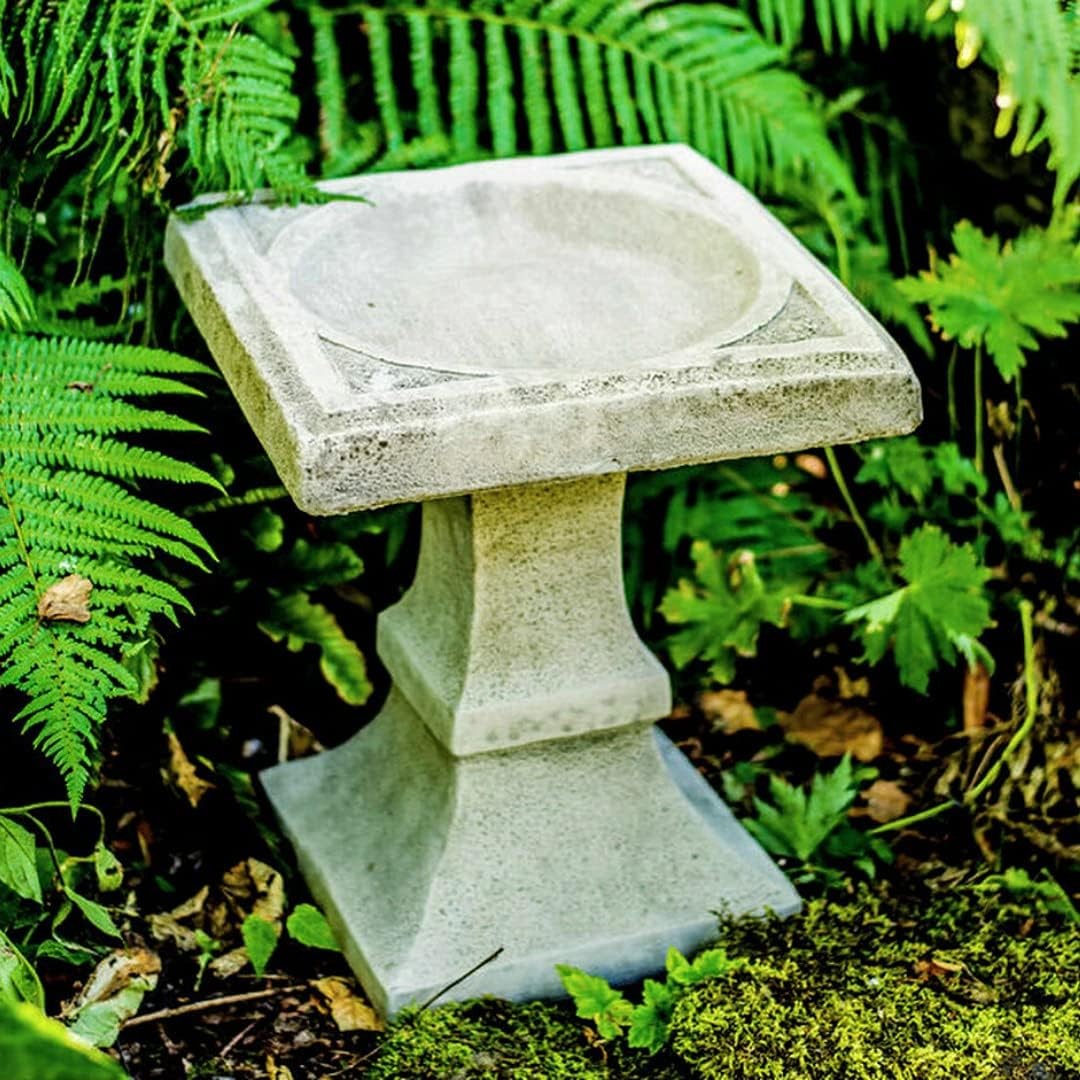 Square Stone Bird Bath | 35kg Handcrafted Frost-Proof Garden Sculpture