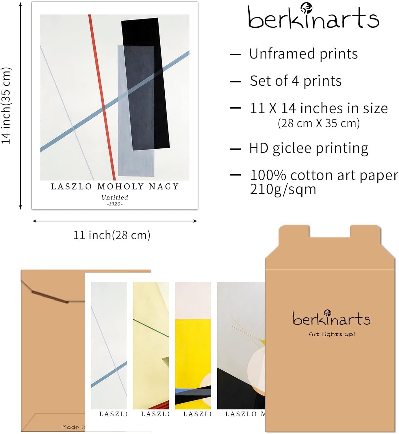 Abstract Geometric Wall Art Prints Set 4 11x14 Modern Unframed