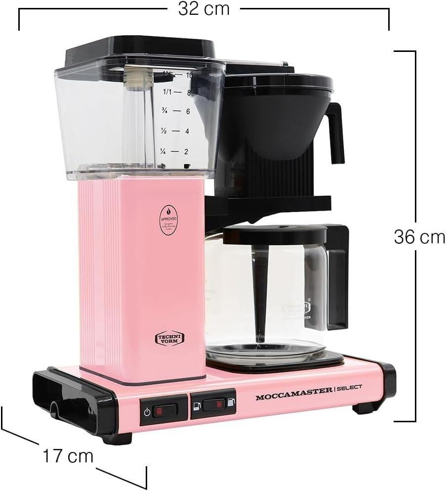 Premium Drip Coffee Maker 1.25L | Fast Brew, Quiet Operation, Pink Finish