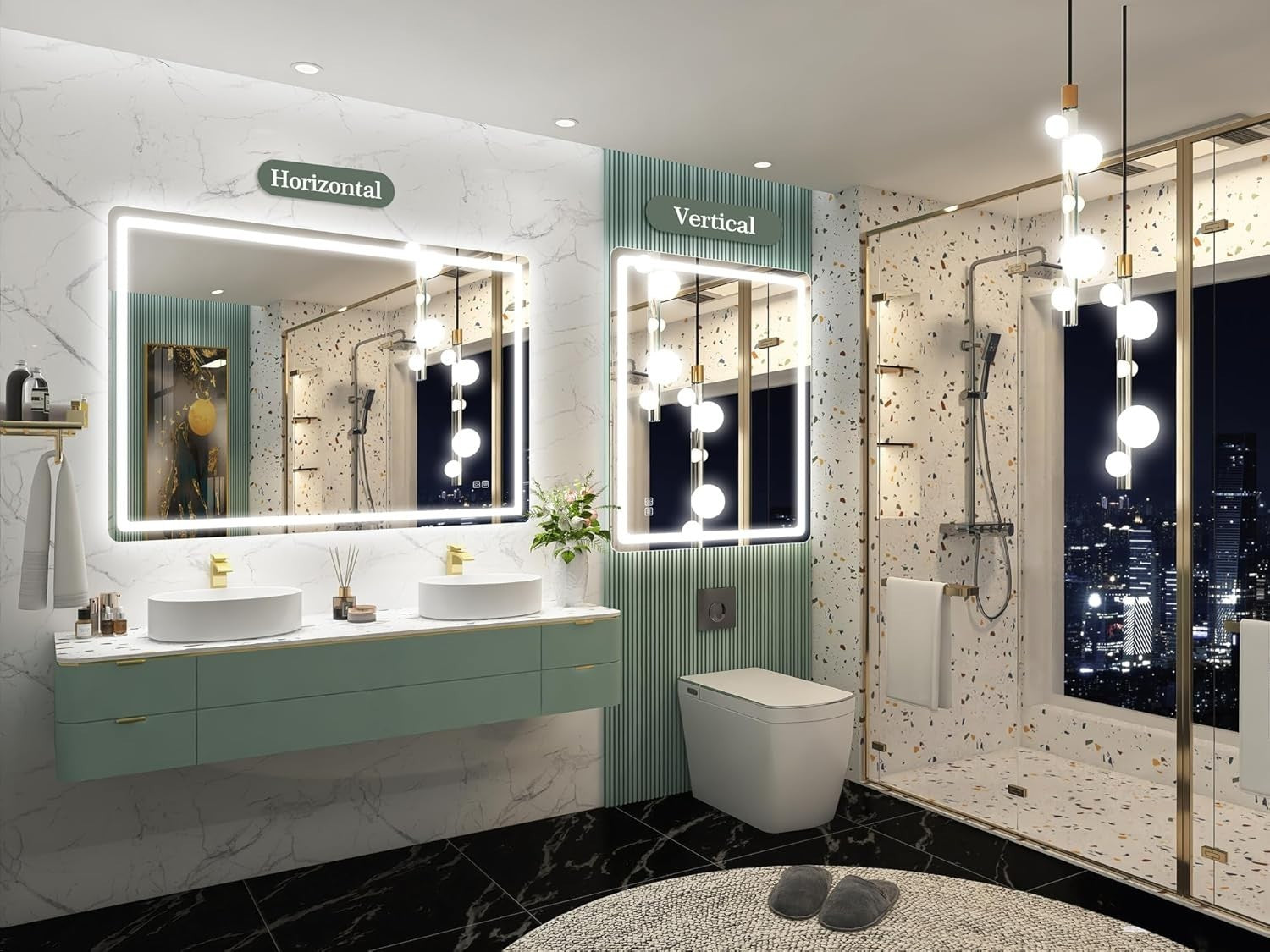 LED Bathroom Mirror 70x100 cm with Anti-Fog, Dimmable Lights & Memory