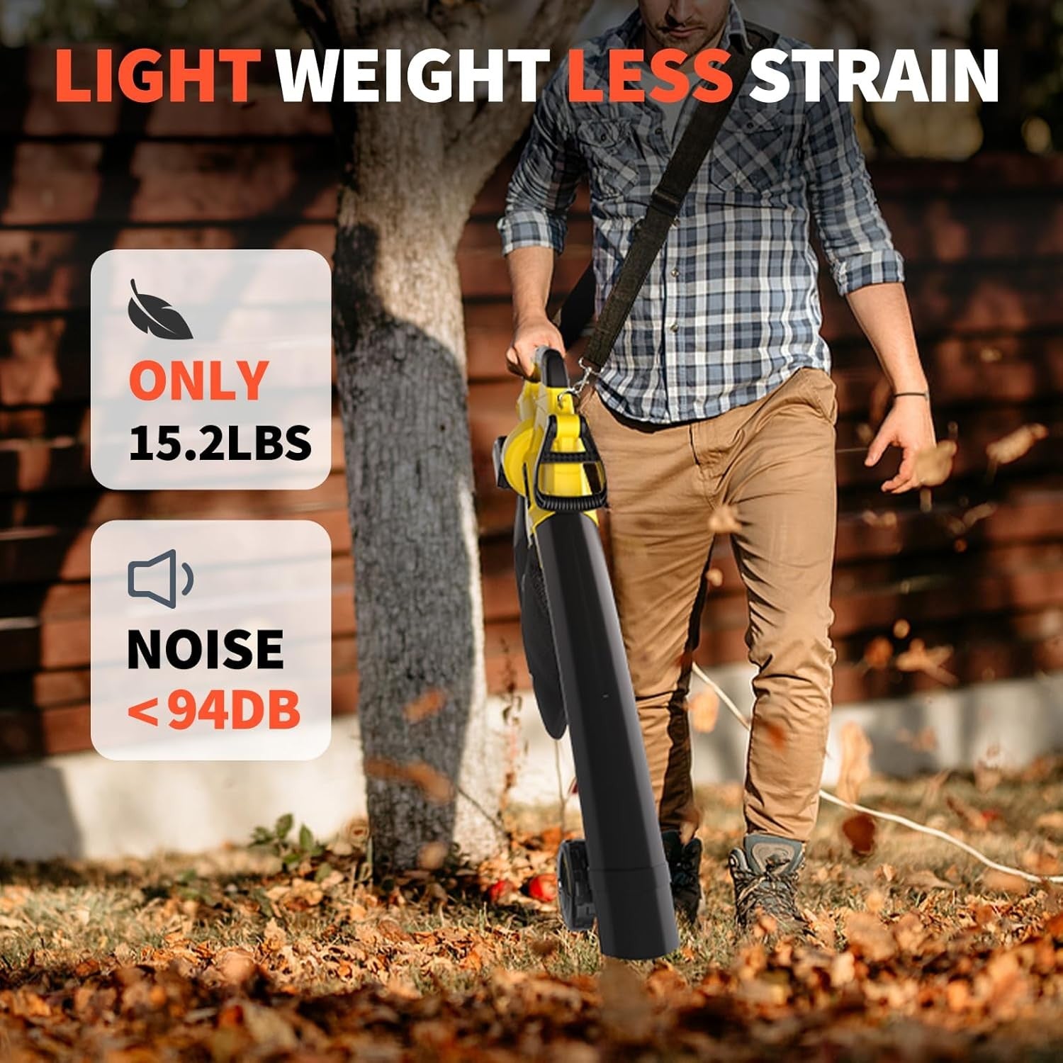 40V Cordless Leaf Blower Vacuum Mulcher 3-in-1 45L Bag Adjustable Speed