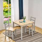 Solid Pine Dining Table & 2 Chairs Set | Durable Kitchen Furniture Grey