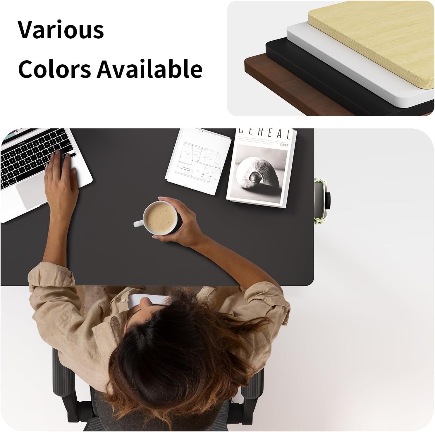 Black Mobile Standing Desk Walking Pad Compatible Adjustable Pneumatic Desk