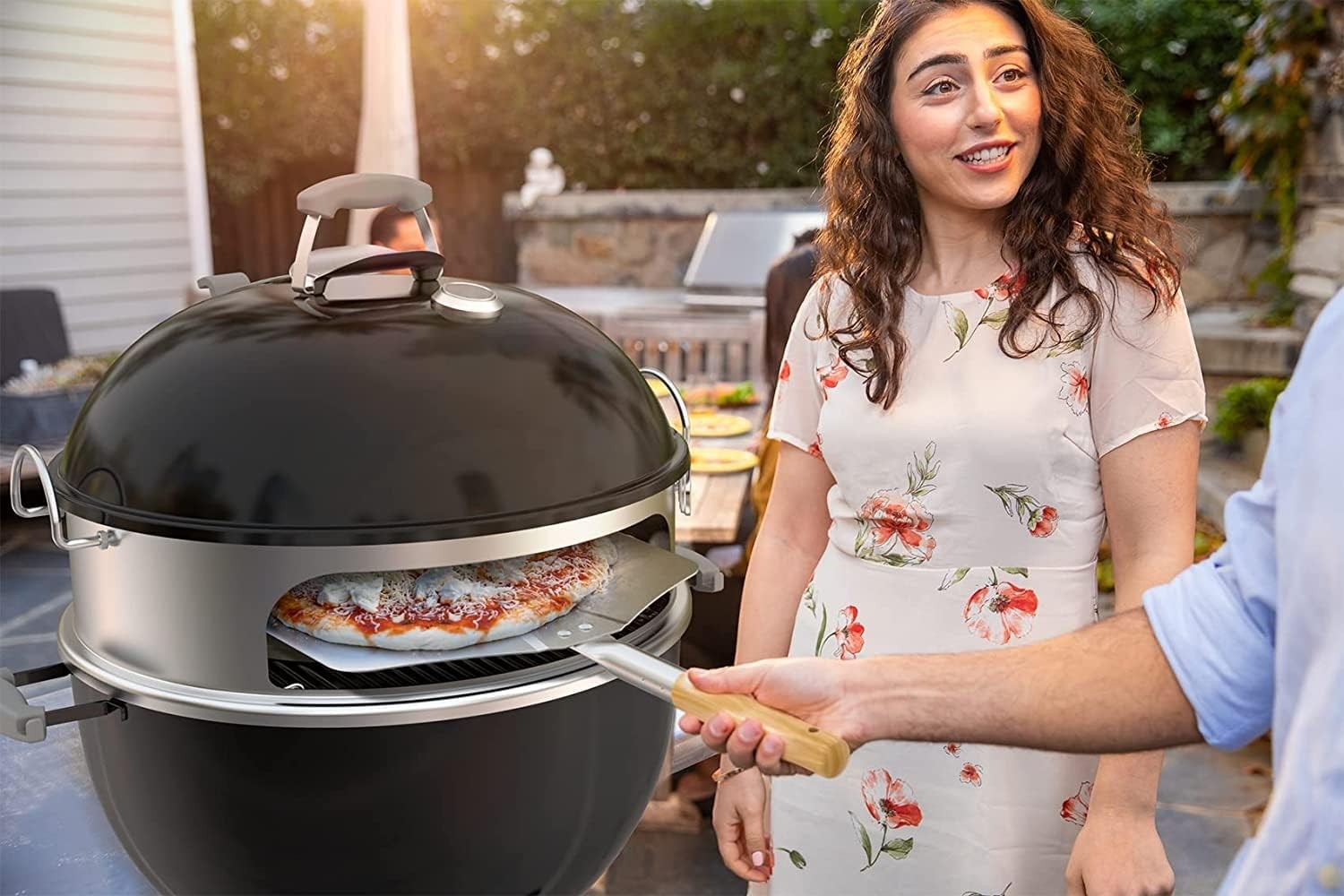 Pizza Oven Conversion Kit for BBQ Grills | 57cm Stone Set with Peel & Thermomete