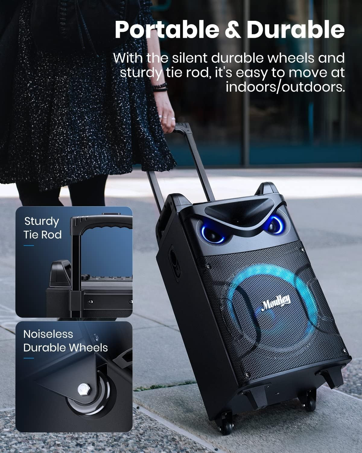 Portable Karaoke Speaker 10" Subwoofer 2 Wireless Mics