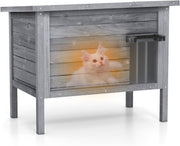 Outdoor Insulated Cat House Weatherproof Wooden Shelter for Feral Cats