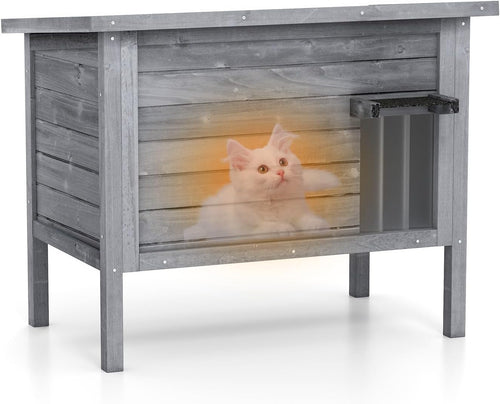 Outdoor Insulated Cat House Weatherproof Wooden Shelter for Feral Cats