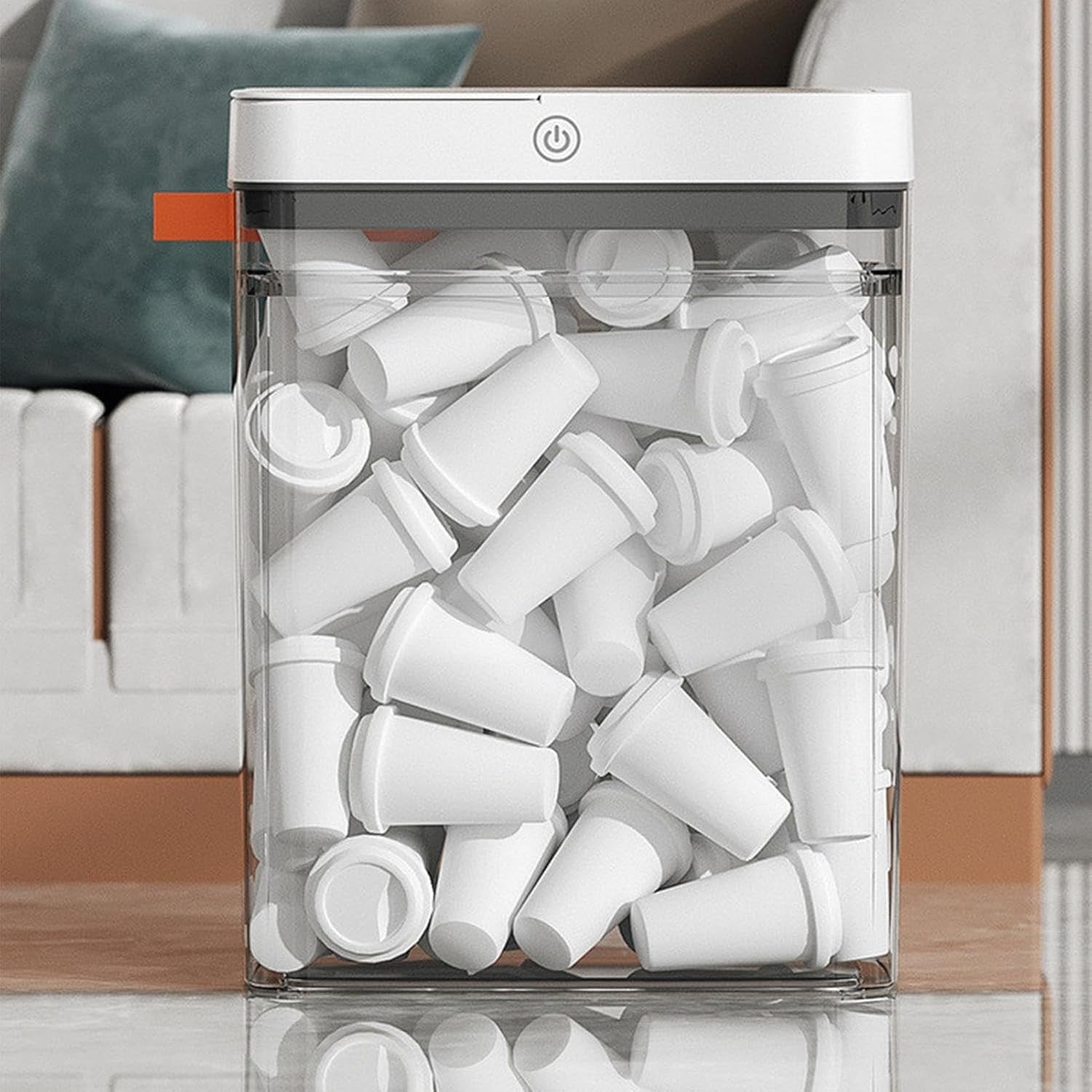 Touchless Motion Sensor Trash Bin | USB Rechargeable 2.6 Gal White