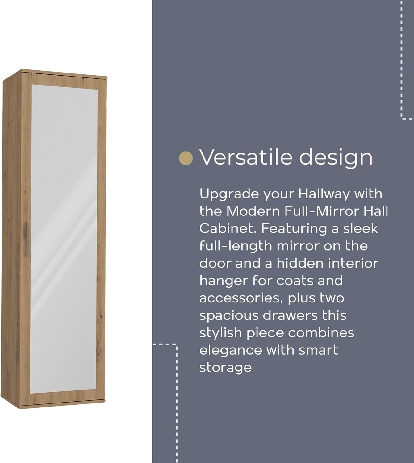 Modern Entryway Hall Wardrobe with Drawers & Hooks | Shoe Storage, 35x50x180cm