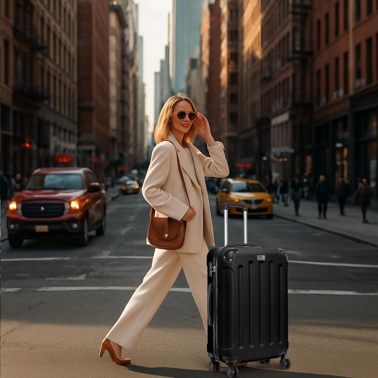 24” Hard Shell Suitcase Lightweight ABS 4 Wheel Travel Case TSA Lock