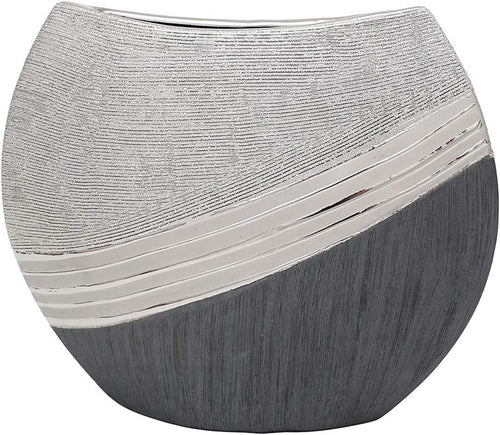 Modern Ceramic Vase 25cm Silver Grey Decorative Centrepiece Home Decor