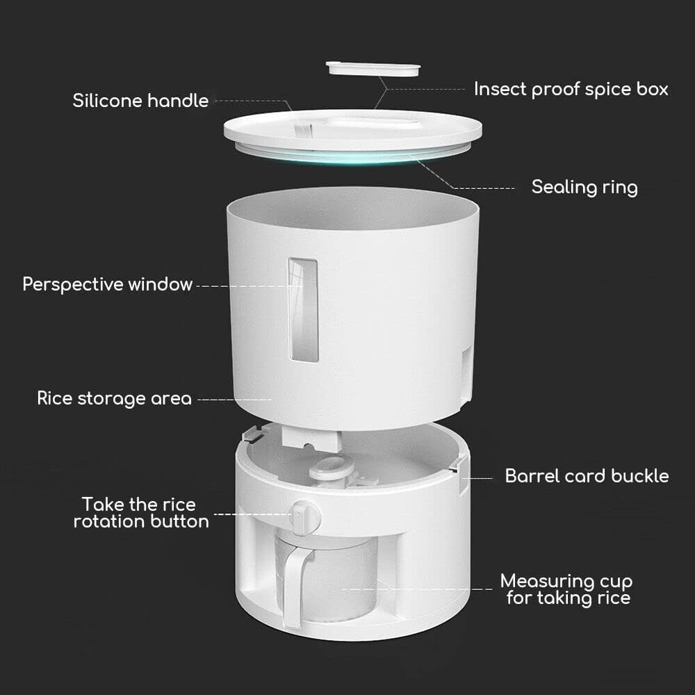 10KG Airtight Rice Dispenser with Measuring Cup Moisture Proof Bin