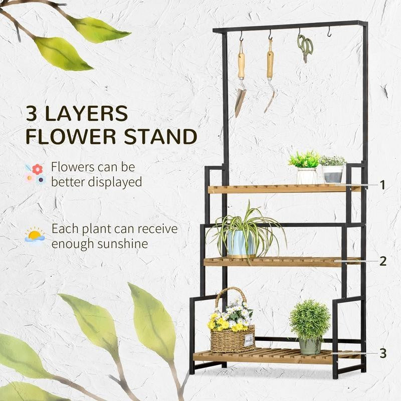 Tall Plant Stand with Hooks – Stylish Vertical Display for Any Space