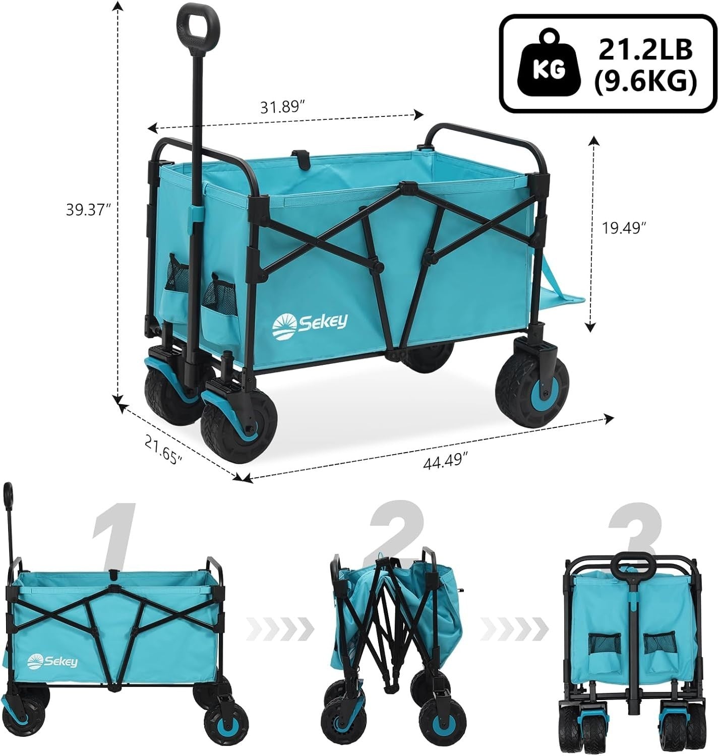 Blue 332L Folding Camping Wagon 350lb Heavy Duty All Terrain Festival Trolley