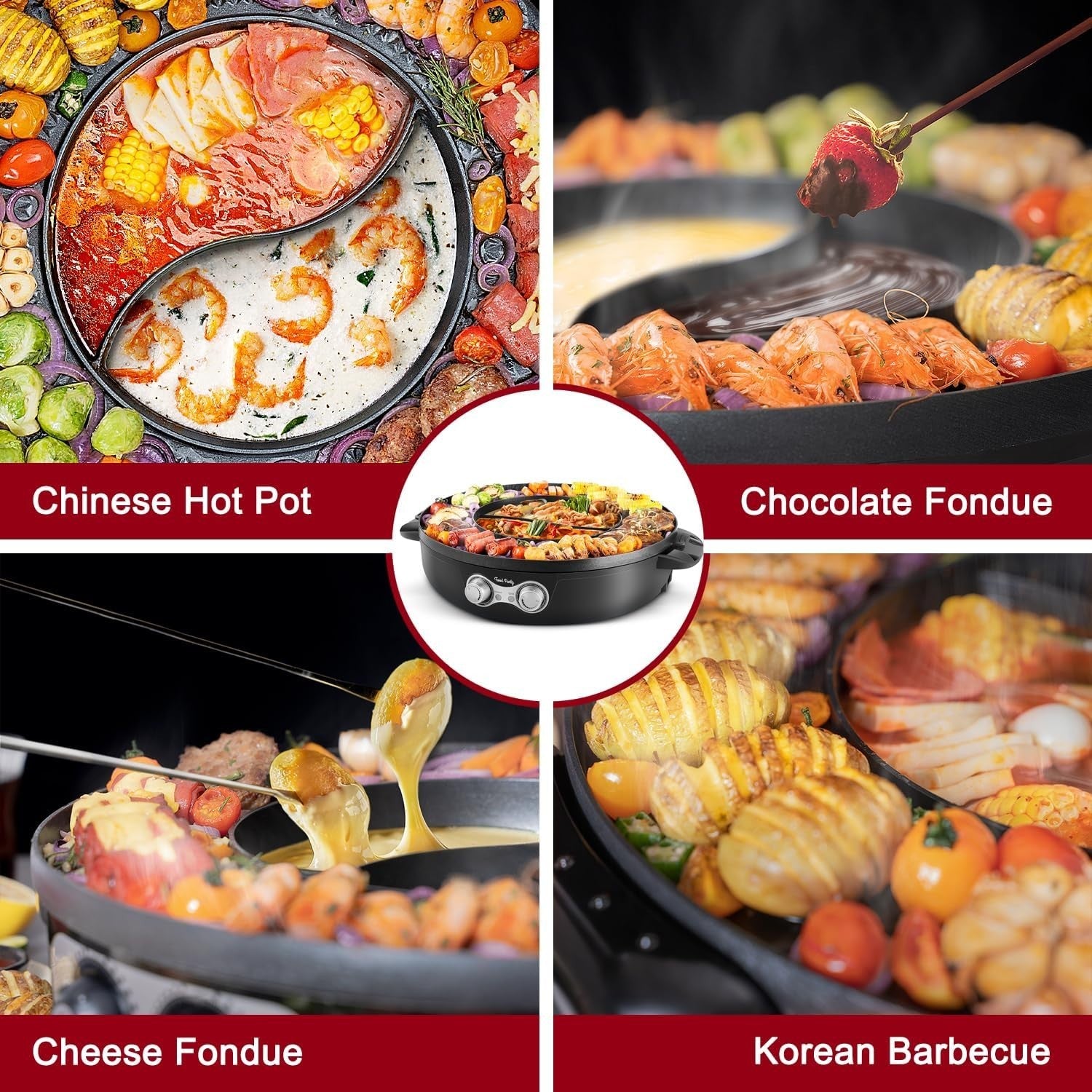 Electric Hot Pot BBQ Grill 2-in-1 2200W | Non-Stick Shabu Shabu Cooker 42cm