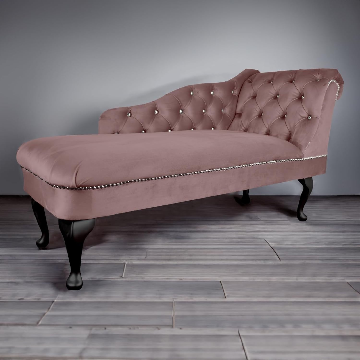 Heather Velvet Chaise Lounge Sofa | Right Hand Tufted Seat for Bedroom