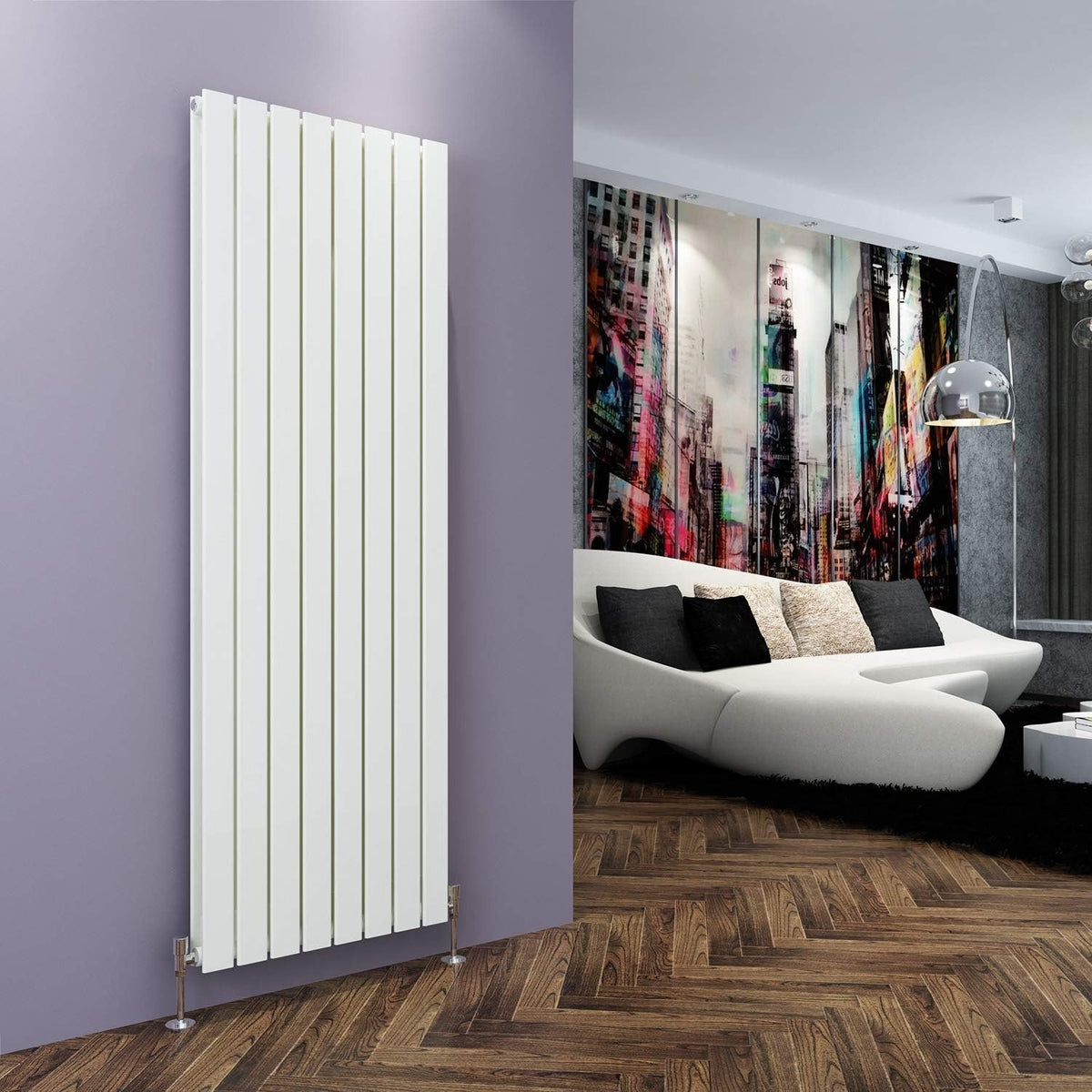 Vertical Column Designer Radiator White 1800x608mm Double Panel