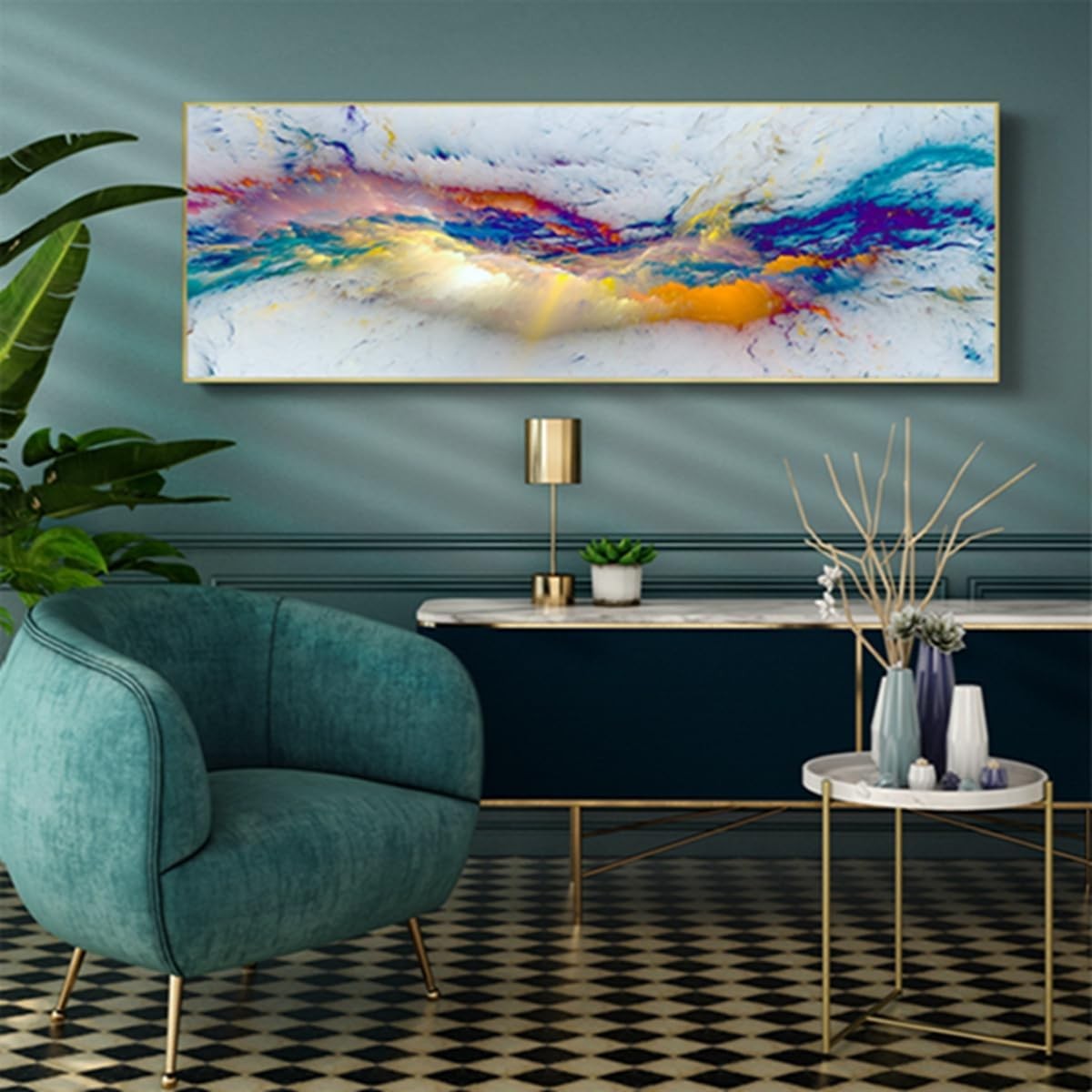 Large Islamic Canvas Poster 80x240cm Abstract Ink Wall Art