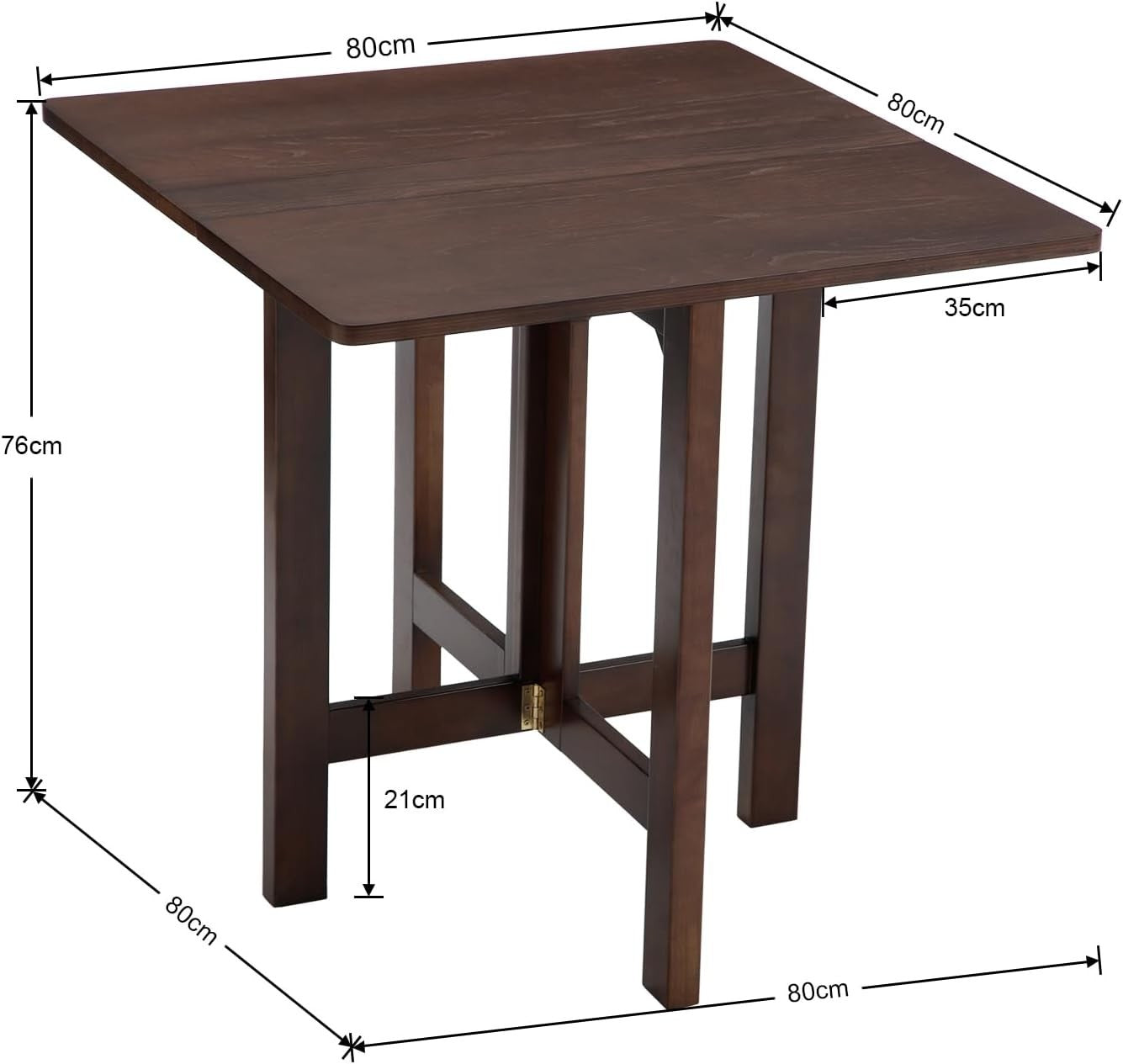 Folding Square Wooden Dining Table Portable Side Table for Small Spaces