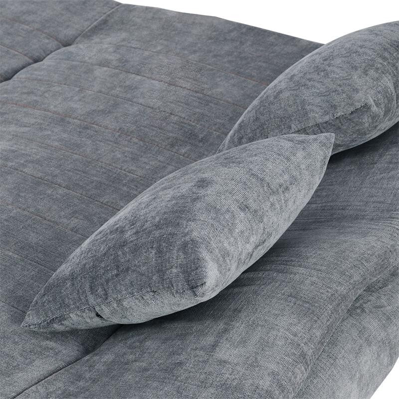 Grey Linen 2 Seater Sofa Bed with Pillows Folding Sleeper Couch for Flats