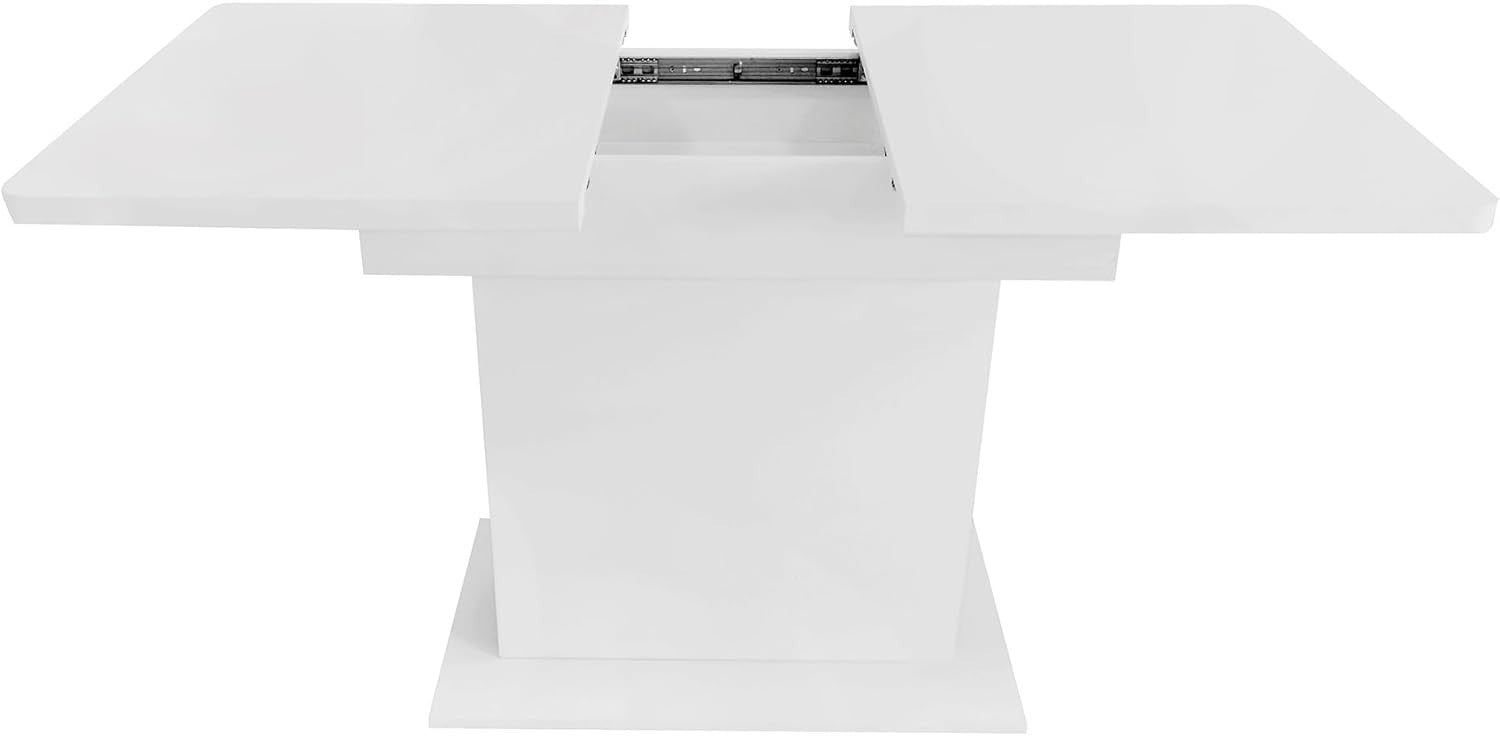White Extendable Dining Table With Storage, Space Saving 130x70cm