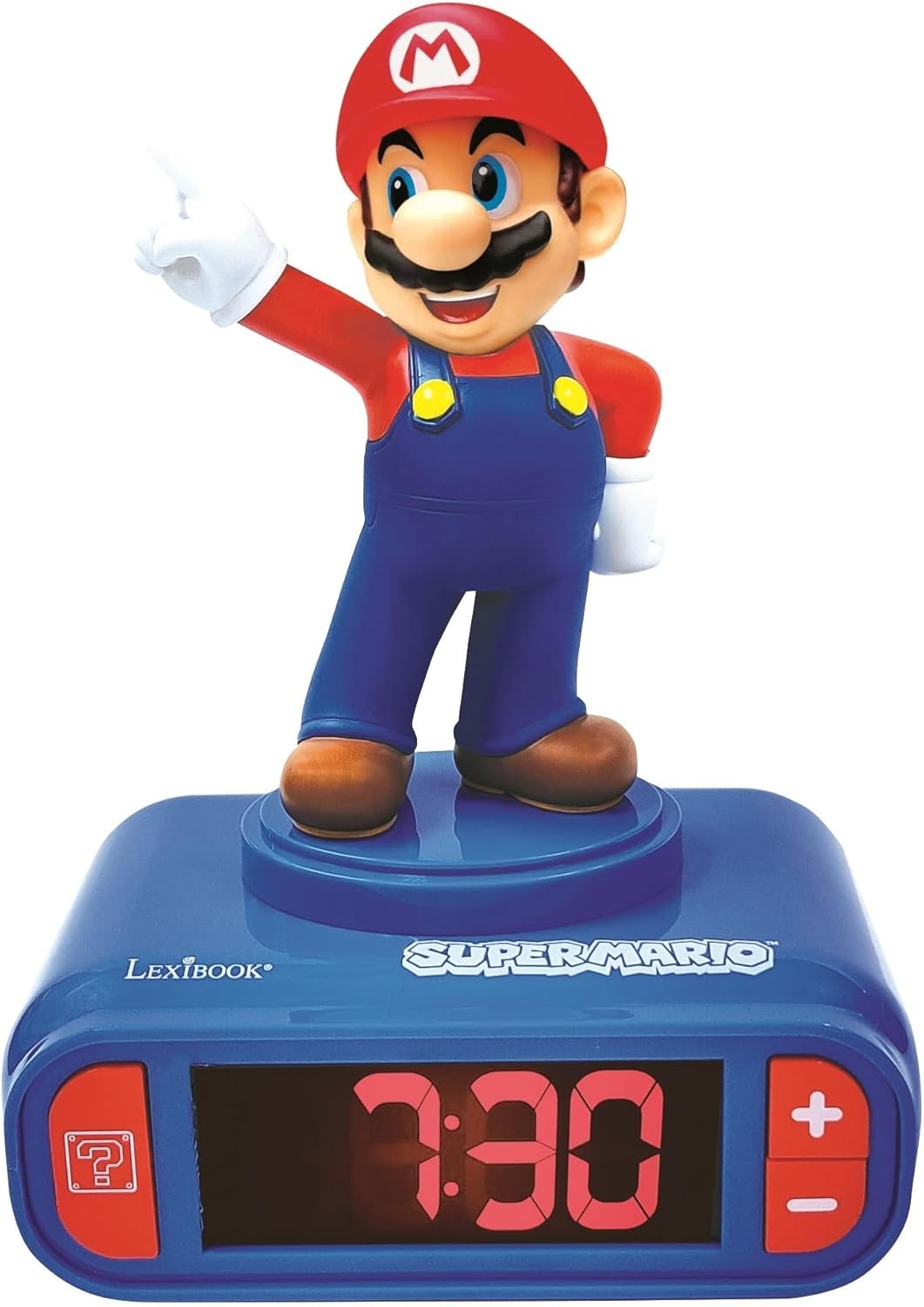 Kids Red Blue Character Alarm Clock Night Light LCD Snooze Sound Effects