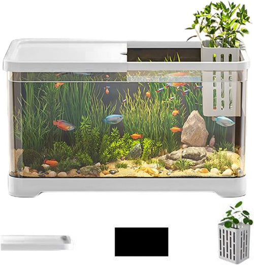 Small Aquarium Kit 1.5 Gallon Desktop Fish Tank w/ Basket Design