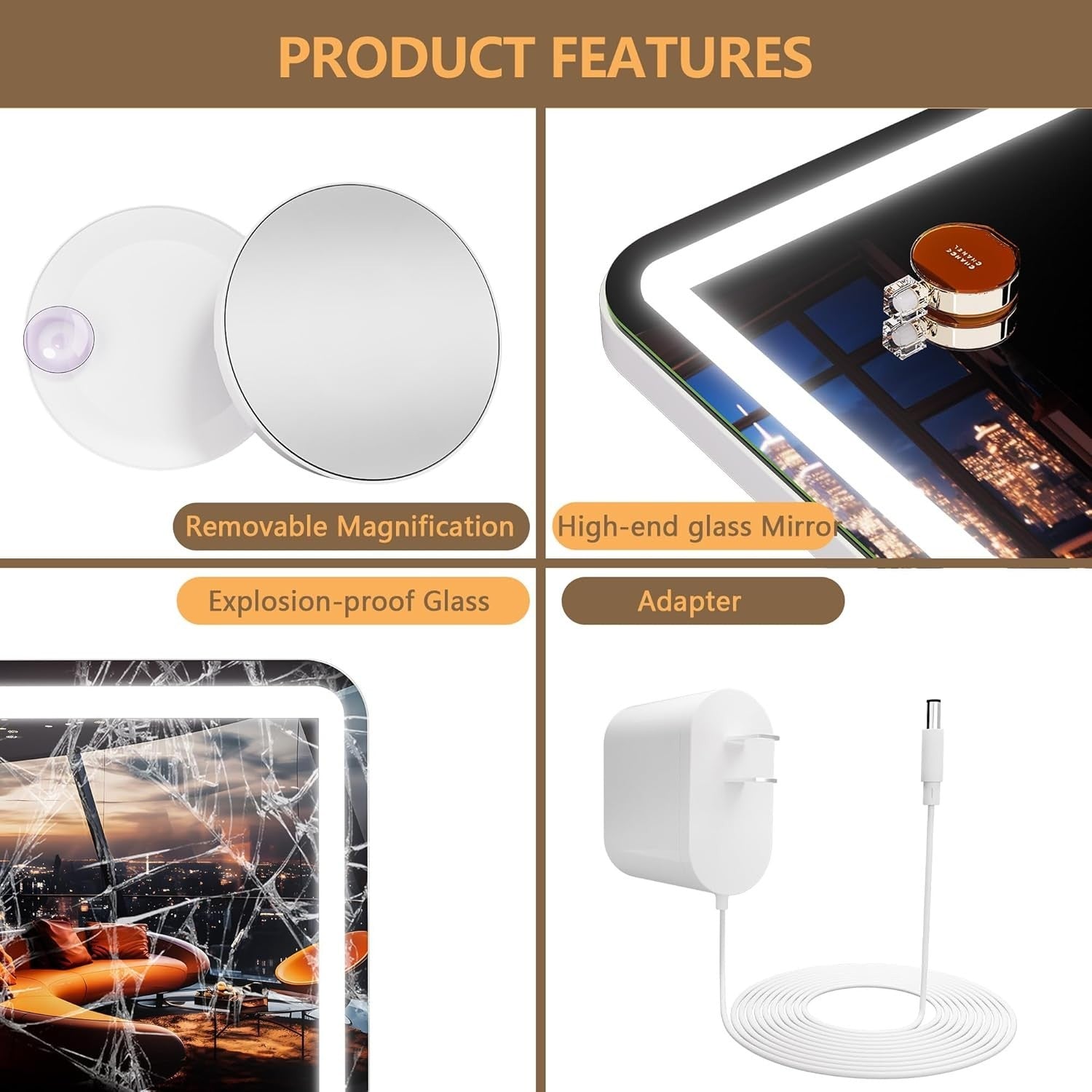 LED Vanity Mirror 140x90cm Lighted Makeup Touch Control Dimmable