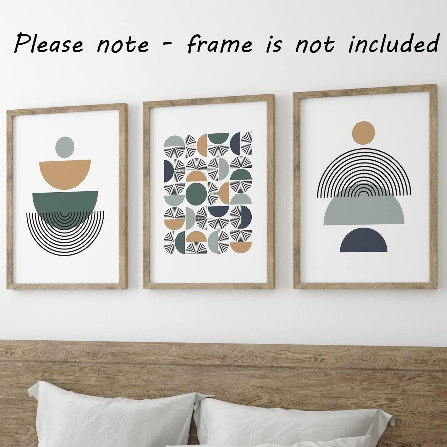 Misty Blue Geometric Wall Art Set of 3 A4 Prints