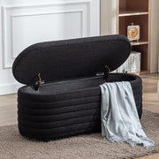 Black Faux Fur Upholstered Ottoman Storage Bench Wooden Frame Seat 115x43x46cm