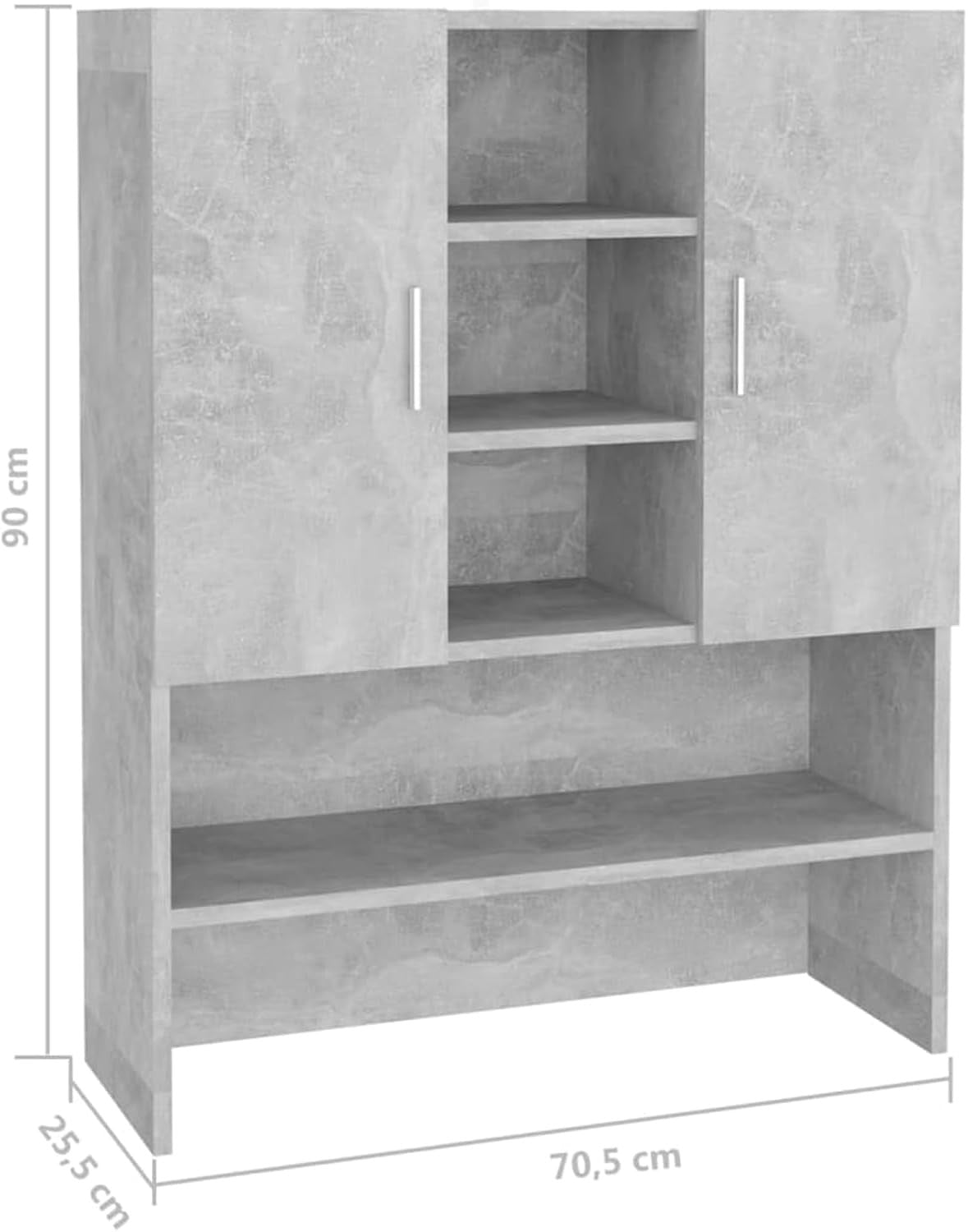 Concrete Grey Washing Machine Cabinet Tall Laundry Storage Unit with Shelves & D