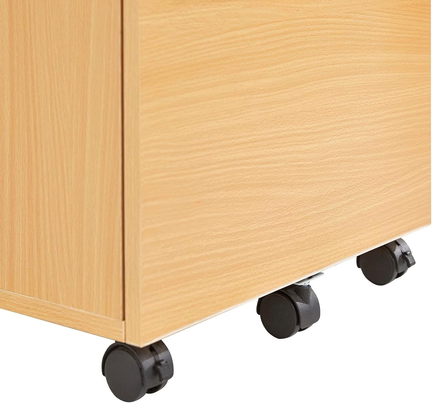 Beech Under Desk Filing Cabinet 3 Drawer Lockable Mobile 68cm