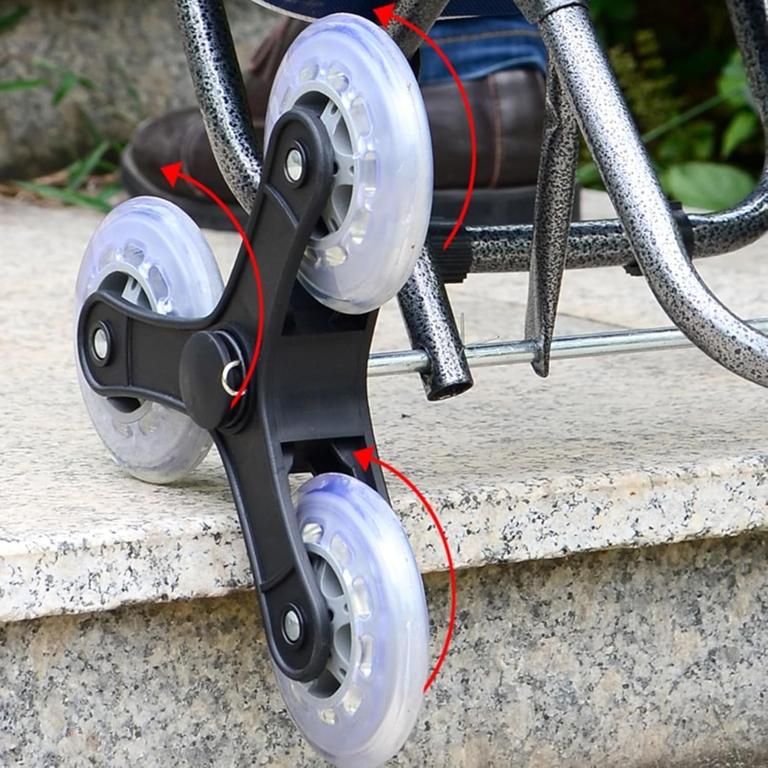 Stair Climber Shopping Trolley with Seat Triple Wheels Heavy Duty Blue