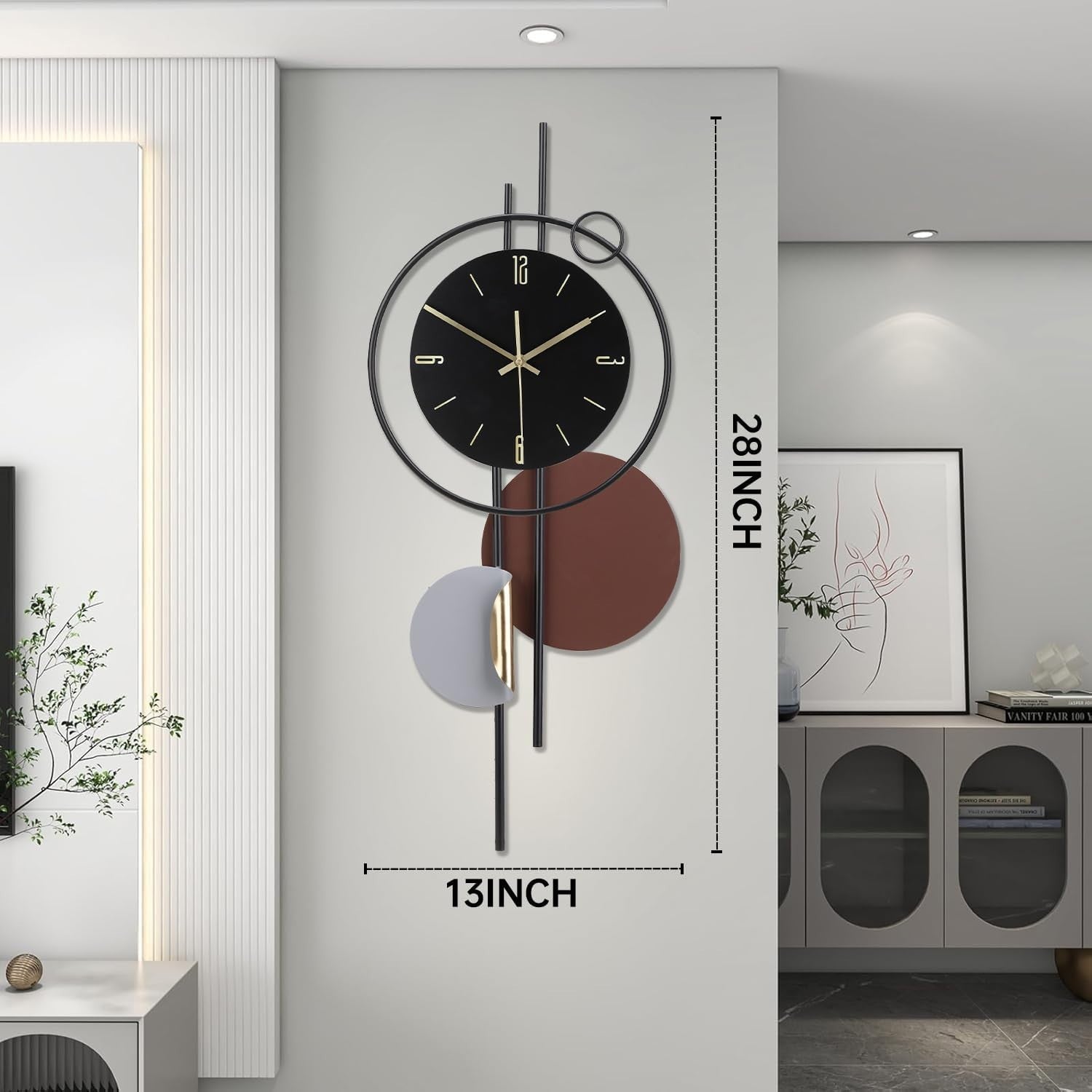 Large Silent Wall Clock 33x70cm | Non-Ticking Quartz Battery Operated Decor