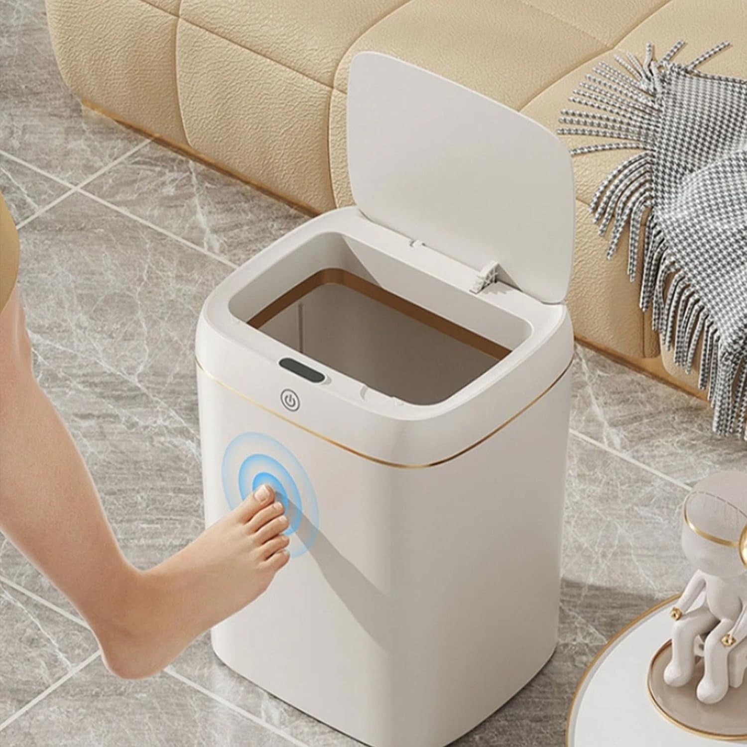 12L Automatic Sensor Trash Bin Touchless Soft Close Waste Bin White