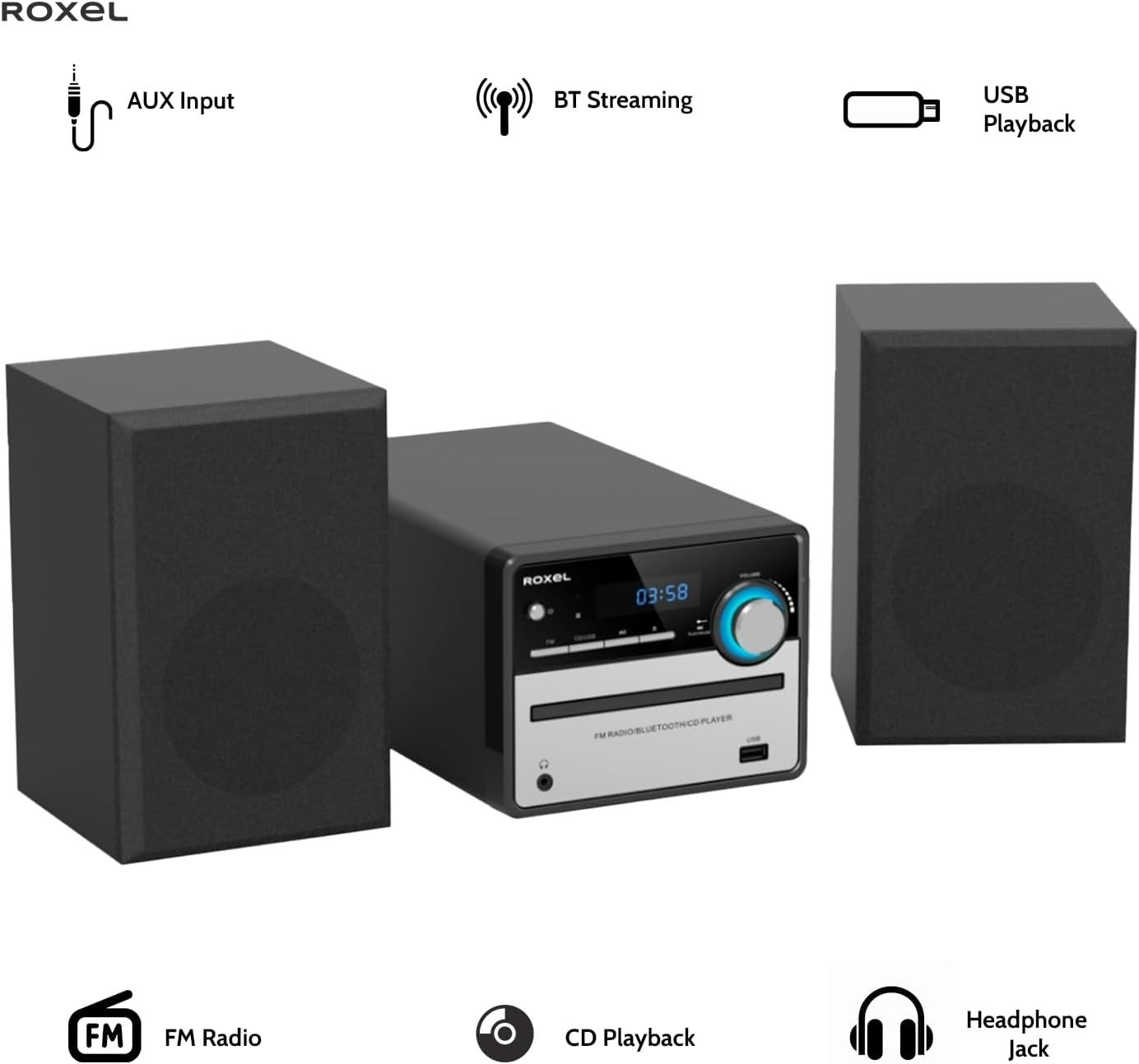 Compact CD Player Bluetooth Hi-Fi Stereo System USB AUX FM Radio Remote Control